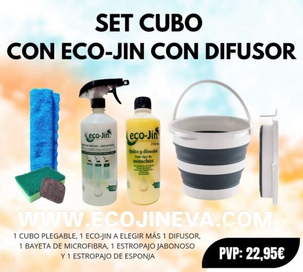 SET CUBO PLEGABLE+ECO-JIN Y DIFUSOR+BAYETA MICROF.+ESTROPAJO ESPONJA+JABONOSO