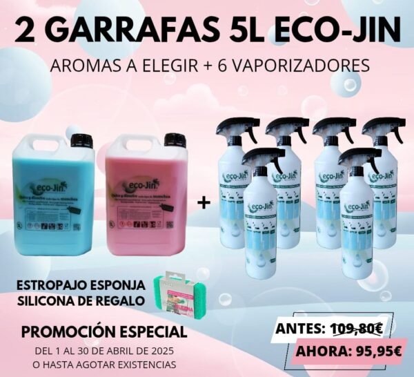 SET 2 BIDONES ECO-JIN A ELEGIR y 6 DIFUSORES+ESTROPAJO DE SILICONA GRATIS