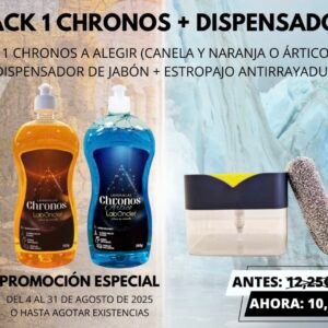 PACK CHRONOS, MÁS DISPENSADOR JABON CON ESPONJA ANTIRRAYADURAS