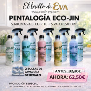 PENTALOGÍA ECO JIN: 5 AROMAS A ELEGIR con 5 VAPORIZADORES y REGALO 2 BOLSAS DE LAVADORA